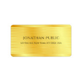 Aangepaste rendy Faux Gold Elegant Moderne Sjabloo Etiket (Voorkant)