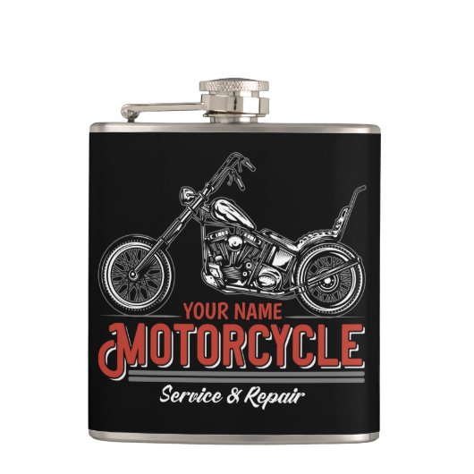 Aangepaste reparatieschop voor motorfietsservice m heupfles (Voorkant)