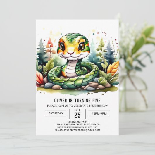 Aangepaste Reptiel Kids Verjaardagsfeest Kaart (Staand voorkant)