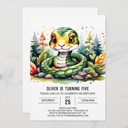 Aangepaste Reptiel Kids Verjaardagsfeest Kaart (Voorkant / Achterkant)