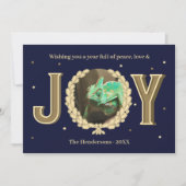 Aangepaste Reptiel Pet Foto Blauw Goud Vreugde Ker Feestdagenkaart (Voorkant)