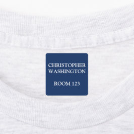 Aangepaste residentiële huis blauw ijzer op kledin labels