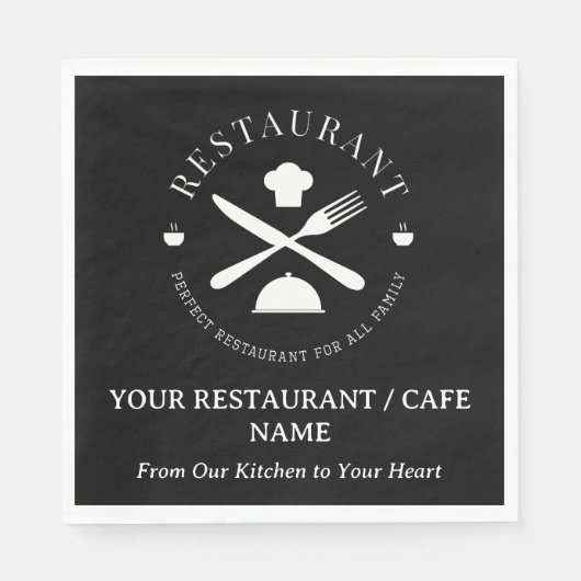 Aangepaste restaurant of café of diner zwart servet (Voorkant)
