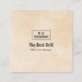 Aangepaste restaurantkaart | Zwarte moderne foto Vierkante Visitekaartje (Achterkant)