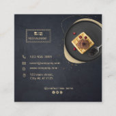 Aangepaste restaurantkaart | Zwarte moderne foto Vierkante Visitekaartje (Voorkant)