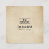 Aangepaste restaurantkaart | Zwarte moderne foto Vierkante Visitekaartje (Achterkant)