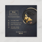 Aangepaste restaurantkaart | Zwarte moderne foto Vierkante Visitekaartje (Voorkant)