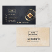 Aangepaste restaurantkaart | Zwarte moderne foto Visitekaartje (Voorkant / Achterkant)