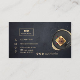 Aangepaste restaurantkaart | Zwarte moderne foto Visitekaartje