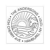 Aangepaste retour adres strand golven bruiloft zelfinktende stempel (Design)