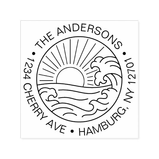 Aangepaste retour adres strand golven bruiloft  zelfinktende stempel (Design)