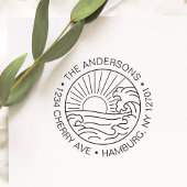 Aangepaste retour adres strand golven bruiloft zelfinktende stempel