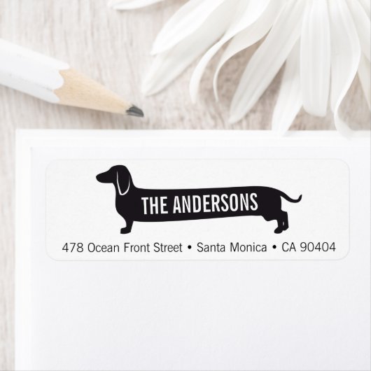 Aangepaste retour adreslabel met Wienerdog Etiket (Insitu)