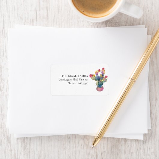 Aangepaste retour adreslabels Waterverf Cactus Etiket (Insitu)