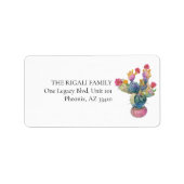 Aangepaste retour adreslabels Waterverf Cactus Etiket (Voorkant)