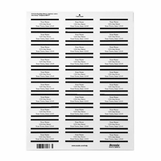 Aangepaste retour adreslabels - Zwart-wit Etiket (Full Sheet)