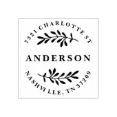 Aangepaste retour adresstempel met bladeren rubberstempel (Afrduk)