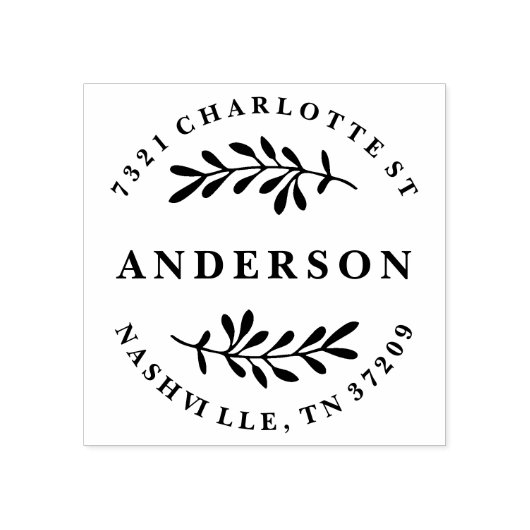 Aangepaste retour adresstempel met bladeren rubberstempel (Afrduk)