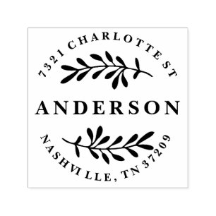 Aangepaste retour adresstempel met bladeren  zelfinktende stempel