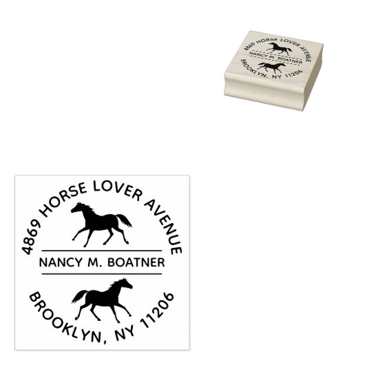 Aangepaste retouradres Rubberen stempel met paarde (Gestempeld)