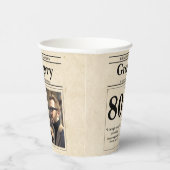 Aangepaste Retro 80e verjaardag krantenstijl Papieren Bekers (Rechts)