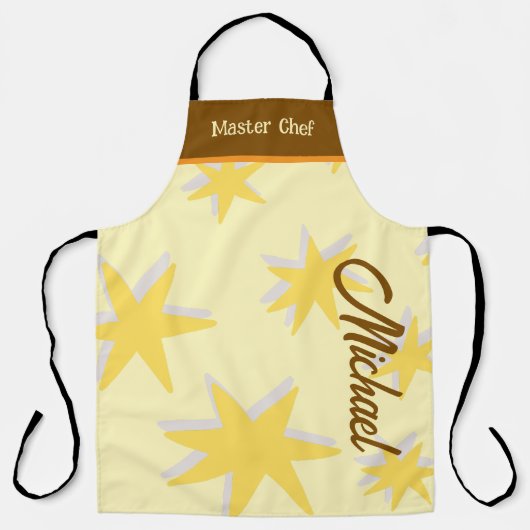 Aangepaste retro achtergrond master chef Mosterd Schort (Voorkant)