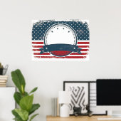 Aangepaste Retro Amerikaanse vlag Monogram Poster (Thuiskantoor)