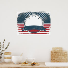 Aangepaste Retro Amerikaanse vlag Monogram Poster