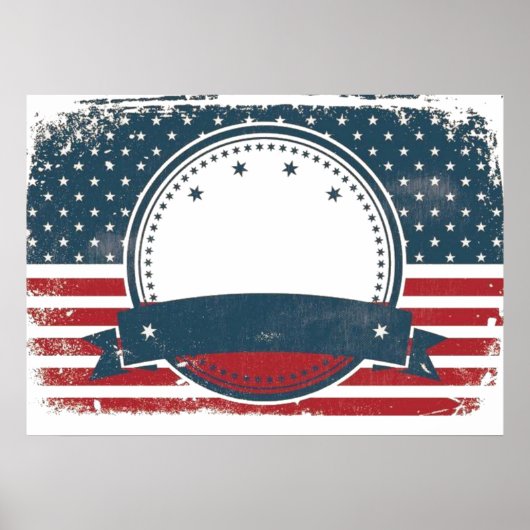 Aangepaste Retro Amerikaanse vlag Monogram Poster (Voorkant)
