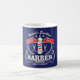 Aangepaste Retro Barber Stylist Blue Red Koffiemok
