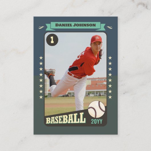 Aangepaste Retro Baseball Trading Kaart Fun Player Contactkaartje (Voorkant)