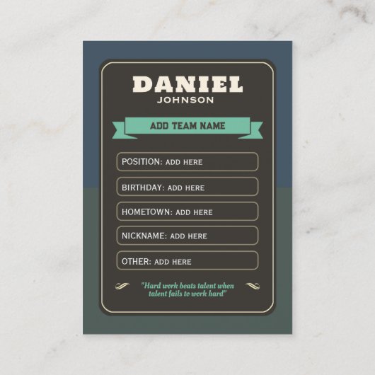 Aangepaste Retro Baseball Trading Kaart Fun Player Contactkaartje (Achterkant)