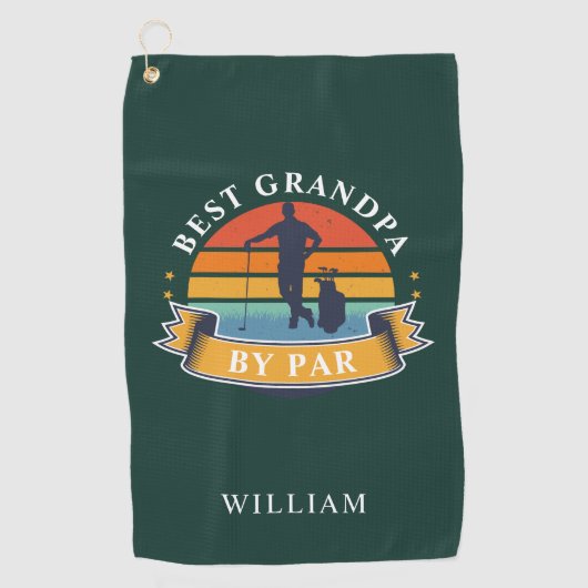 Aangepaste retro Beste opa door Par Retirement Golfhanddoek (Voorkant)