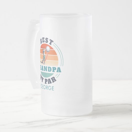 Aangepaste retro Beste opa op vaderdag Matglas Bierpul (Voorkant links)