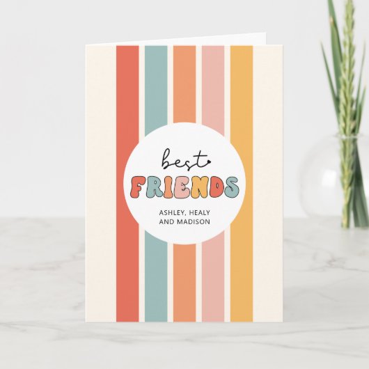 Aangepaste Retro Beste Vrienden BFFs Schattige Bes Kaart (Voorkant)