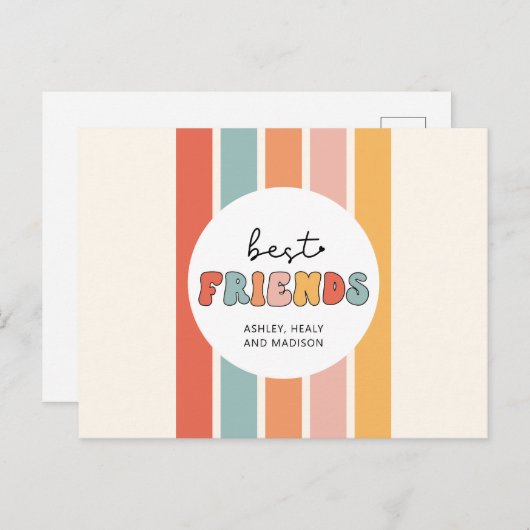 Aangepaste Retro Beste Vrienden BFFs Schattigee Be Briefkaart (Voorkant / Achterkant)