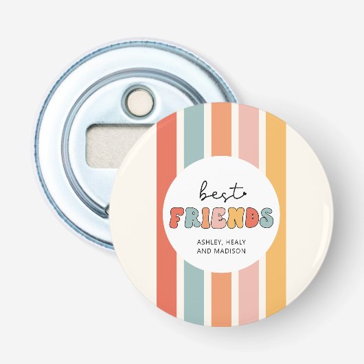 Aangepaste Retro Beste Vrienden BFFs Schattigee Be Button Flesopener (Voorkant)