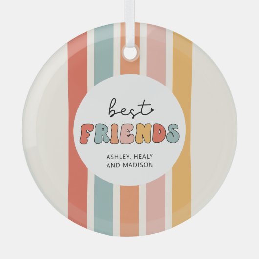 Aangepaste Retro Beste Vrienden BFFs Schattigee Be Glas Ornament (Voorkant)