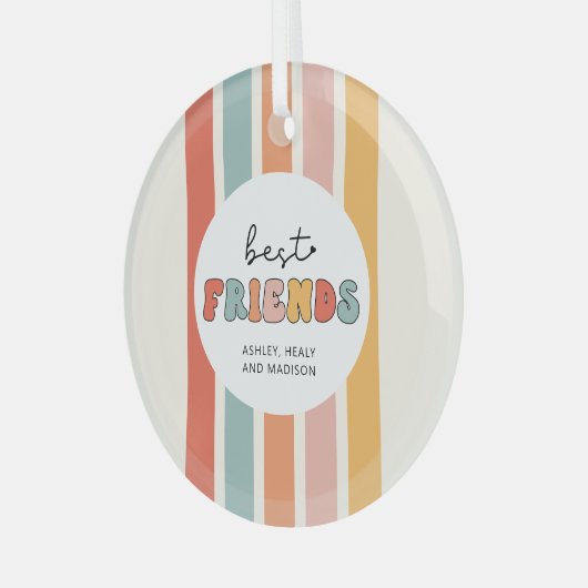 Aangepaste Retro Beste Vrienden BFFs Schattigee Be Glas Ornament (Voorkant links)