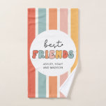 Aangepaste Retro Beste Vrienden BFFs Schattigee Be Handdoek<br><div class="desc">Aangepaste Retro Stripes Patroon Beste Vrienden BFFs Schattigee Besties Gifts!</div>