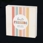 Aangepaste Retro Beste Vrienden BFFs Schattigee Be Houten Kist Print<br><div class="desc">Aangepaste Retro Stripes Patroon Beste Vrienden BFFs Schattigee Besties Gifts!</div>
