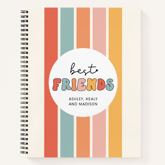 Aangepaste Retro Beste Vrienden BFFs Schattigee Be Notitieboek (Voorkant)