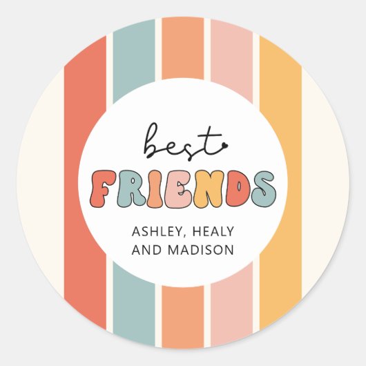 Aangepaste Retro Beste Vrienden BFFs Schattigee Be Ronde Sticker (Voorkant)