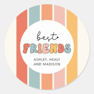 Aangepaste Retro Beste Vrienden BFFs Schattigee Be Ronde Sticker