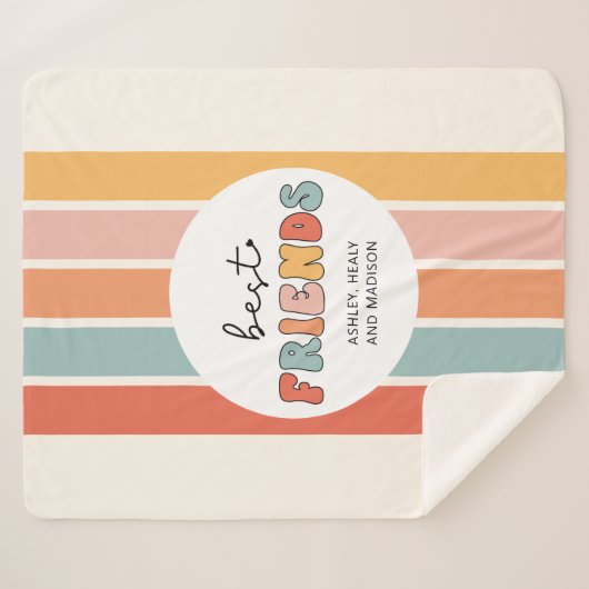 Aangepaste Retro Beste Vrienden BFFs Schattigee Be Sherpa Deken (Voorkant (horizontaal))