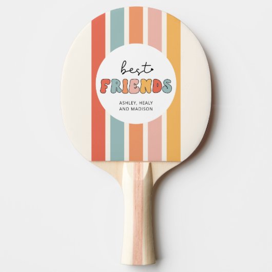 Aangepaste Retro Beste Vrienden BFFs Schattigee Be Tafeltennisbatje (Voorkant)