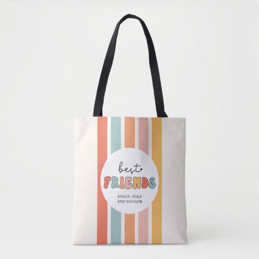 Aangepaste Retro Beste Vrienden BFFs Schattigee Be Tote Bag (Voorkant)