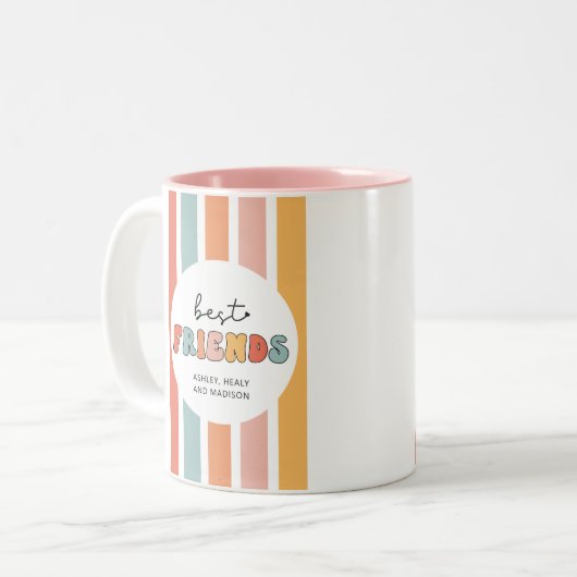 Aangepaste Retro Beste Vrienden BFFs Schattigee Be Tweekleurige Koffiemok (Voorkant links)