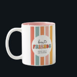 Aangepaste Retro Beste Vrienden BFFs Schattigee Be Tweekleurige Koffiemok<br><div class="desc">Aangepaste Retro Stripes Patroon Beste Vrienden BFFs Schattigee Besties Gifts!</div>