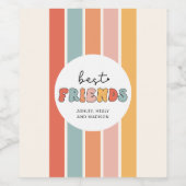 Aangepaste Retro Beste Vrienden BFFs Schattigee Be Wijn Etiket (Enkel label)